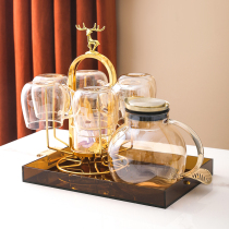 Light luxury cup water cup set home living room high grade Nordic tea set kettle handle glass set