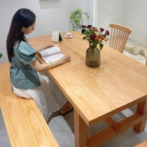  Japanese-style log dining table Rectangular dining table Solid wood dining table and chair combination household living room large table workbench 8 people