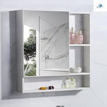  Toilet space aluminum bathroom mirror cabinet Mirror box wall-mounted mirror with shelf Wall-mounted bathroom locker hidden