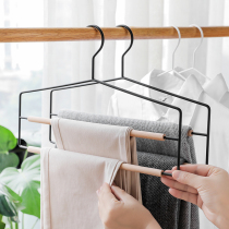 Pants rack pants clip household multi-layer hanger scarf storage rack beech wood multifunctional wrought iron stainless steel wardrobe pants hanger