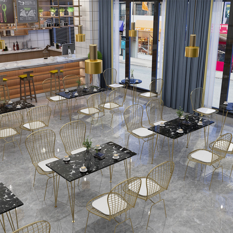 Net red table chair marble coffee shop table chair milk tea shop casual bar dessert table chair ins Nordic dining chair