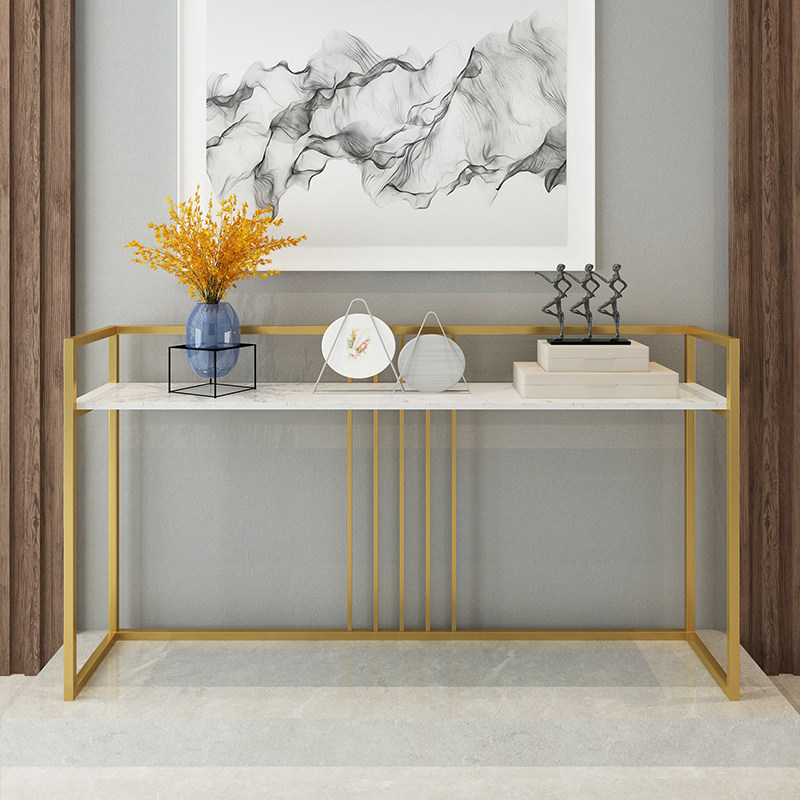 Nordic minimalist modern marble Xuanguan table gold iron Xuanguan table several cases long narrow table against the wall table