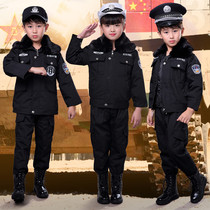 dong kuan children a little policewoman cotton-padded jacket plus cotton thickened police suit men tong tao zhuang uniform and New Years Day performance hu wai fu