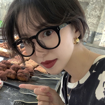 Glasses frame female plain black thick frame flat light frame men anti-radiation anti-blue Korean round frame with myopia eye frame