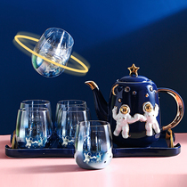 Creative water Cup Cup set household ceramic living room Cup tray practical water tool European tea cup kettle gift box