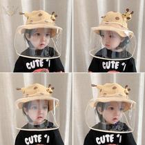 Baby anti-droplet hat baby protective cap fawn boy and girl isolation cap detachable face child fishermans hat