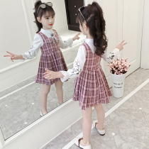 Girls Spring and Autumn Dress 2021 New Korean Childrens Network Red Yang Princess Two Dress Fashion Tide