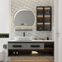 Designer custom modern light luxury Rock board bathroom cabinet combination solid wood hand wash basin cabinet toilet wash table