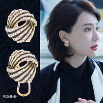 Chen Shu same earrings female sterling silver temperament cold wind hypoallergenic 2021 New Tide earrings advanced earrings