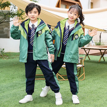 Primary school class clothes three-piece detachable kindergarten Garden clothes spring and autumn Green childrens school uniform set