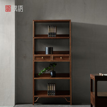 Chinese language meditation New Chinese black walnuts solid wood bookshelves Composition cabinet shelves Multi-treasure cockshelf tea room clubhouse furniture