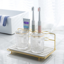 Electric toothbrush containing shelving shelf lovers section double gargling cup suit washing table toothbrushing cylinder cup swing table