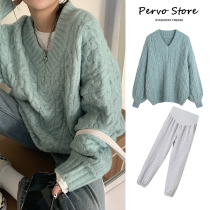 Pregnant womens autumn and winter clothing set fashion 2021 New Tide loose sweater womens long Net Red Winter