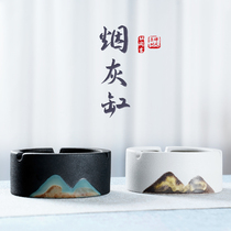 Huiyun Ji Far Mountain Ceramic Ashtrays Home Living Room Ornaments Hand-painted Color Glazed Black Pottery Brief Chinese Creative Pendulum