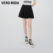VeroModa2022 summer new high waist black advanced fashion temperament 100 pleats half body dress 322116017