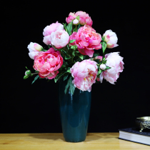 Upscale emulation Mudan flowers fake flower Tang wind silk flower single living room with floor swinging piece decoration for Buddhist Chinese flower arrangement