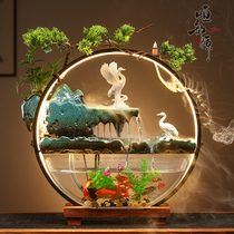 Creative small goldfish tank office desktop circulating water decoration micro landscape aquarium housewarming opening gift