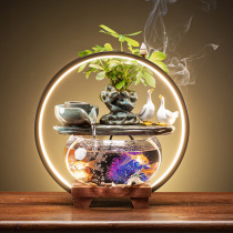 Creative glass goldfish tank living room desktop circulating water ornaments small household lucky fish tank mini fish tank