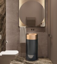 One-piece floor-to-ceiling bathroom copper column basin Modern simple independent wash basin Small apartment column ins wash basin