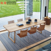 Nordic simple modern solid wood large conference table Office long table workbench Business reception table Negotiation table