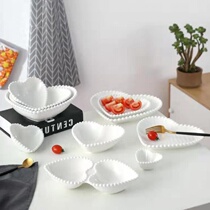 Creative Ceramic Mesh Red Loving Dishes Dish Home minimalist cutlery Sub-plate lattice irregular relief Pearl spot tray