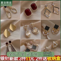 Sterling silver needle earrings womens 2021 new fashion Korean temperament net red stud earrings pearl drop earrings long tassel earrings
