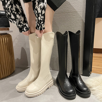 V Mouth Long Cylinder Boots Woman Coarse Leg 2022 Winter New Fat Mm Large Cylinder Walled Widening Martin Boots Big Code High Cylinder Rider Boots