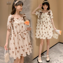 Maternity dress Summer fashion short-sleeved top skirt loose Korean version of the net red maternity dress summer suit summer