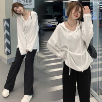 Pregnant women autumn suit fashion loose slim sweater top Korean Spring and Autumn new maternity two sets