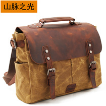 Oil wax waterproof canvas motorcar side bag hanging bag Europe and America retro outdoor laptop single shoulder slanted satchel