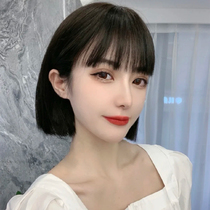 Wig Womens short hair Summer one-size-fits-all comic Bangs Bobble short straight hair Natural invisible full head hood wig