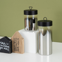Coffee bean electroplated glass storage jar sealed transparent Nordic style dining table creative ornaments American home accessories