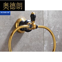 hm European all copper black ancient golden bathroom towel ring hardware pendant towel hanging round ring frame retro towel bar