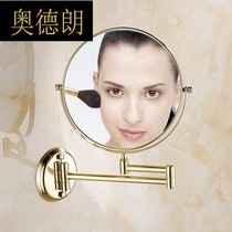 ol golden beauty mirror wall-mounted bathroom cosmetic mirror folding toilet telescopic magnifying mirror double-sided