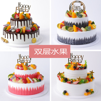 Cake model simulation 2021 new popular European-style double-layer fruit net celebrity window sample birthday cake model
