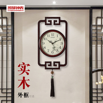 Kaiqin new Chinese wall clock Chinese style decorative clock home living room silent creative Chinese art wooden clock