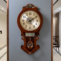 European style clock wall clock Living room mute creative large hanging watch American Retro household creative clock Modern quartz clock