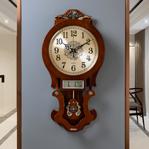 European style clock wall clock Living room mute creative large hanging watch American Retro household creative clock Modern quartz clock