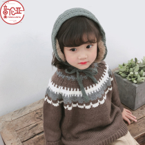 Korean version of autumn and winter childrens twist earmuffs warm straps Hand knitted earmuffs wool hair hoop ear cap dual-use
