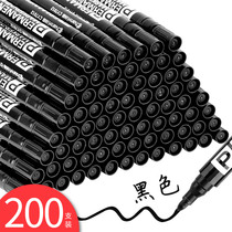 200 markers Black oily marker pen Small double-headed hook pen thickness Student art large-headed pen Office construction site logistics express marker pen Blue and red waterproof quick-drying does not fade