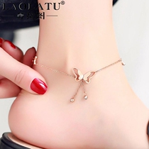 Laura figure sexy butterfly anklet female 2021 new rose gold color gold titanium steel fashion simple foot chain tide