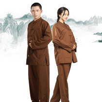 One dust and four seasons of mercerized cotton linen resident costume set Tang costume Hanfu resident universal meditation dress for men and women