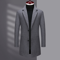  Rich bird high-end cashmere coat mens mid-length autumn and winter thickened woolen coat trend large size mens windbreaker