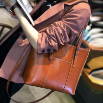 Tide Cards Genuine Leather Big Bags Women 2022 New Fashion Big Capacity Bull Leather Skew Satchel Womens Hand Tot Single Shoulder Bag