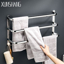 Punch-free 304 stainless steel bathroom three layer towel rack toilet multi-layer creative toilet towel bar wall Wall