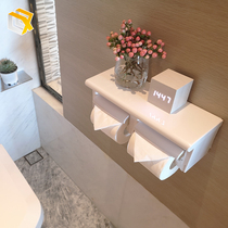 Non-perforated tissue holder Tissue box Beech white paint bathroom double roll holder storage shelf Hand paper box