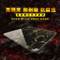 Tempered glass custom simulation marble home dining table tea table rectangular glass table tempered pattern custom