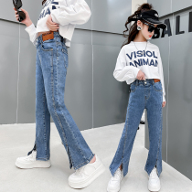 Girls jeans Spring and autumn wear 2022 new spring and summer models Baby CUHK Trumpet Pants Spring Children Pants