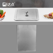 Kitchen countertop recessed trash can lid cabinet hidden sink cleaning bucket household square stainless steel lid