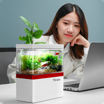 Mini fish tank creative desktop small fish tank home water free water micro landscape water plant landscape ecological small fish tank